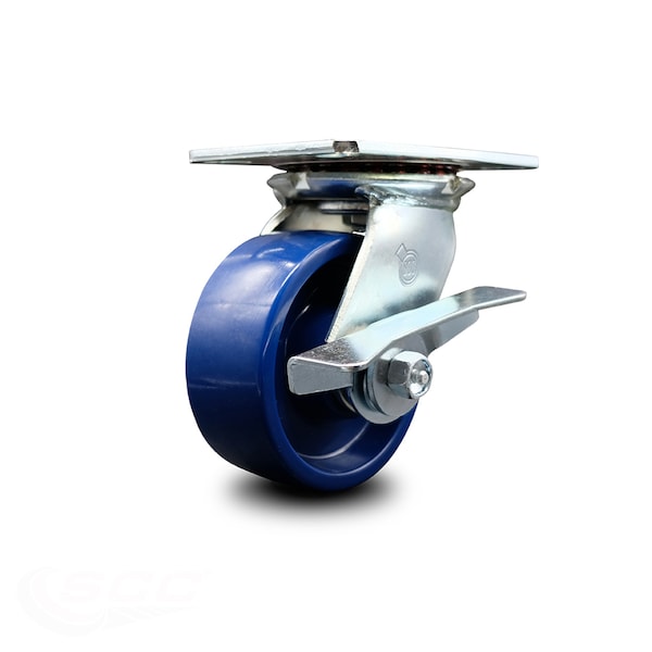 5 Inch Heavy Duty Solid Poly Caster with Roller Bearing and Brake